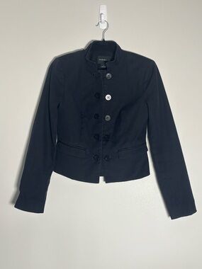 Club Monaco Black Vintage Inspired Mandarin Collar Blazer Jacket Size 4